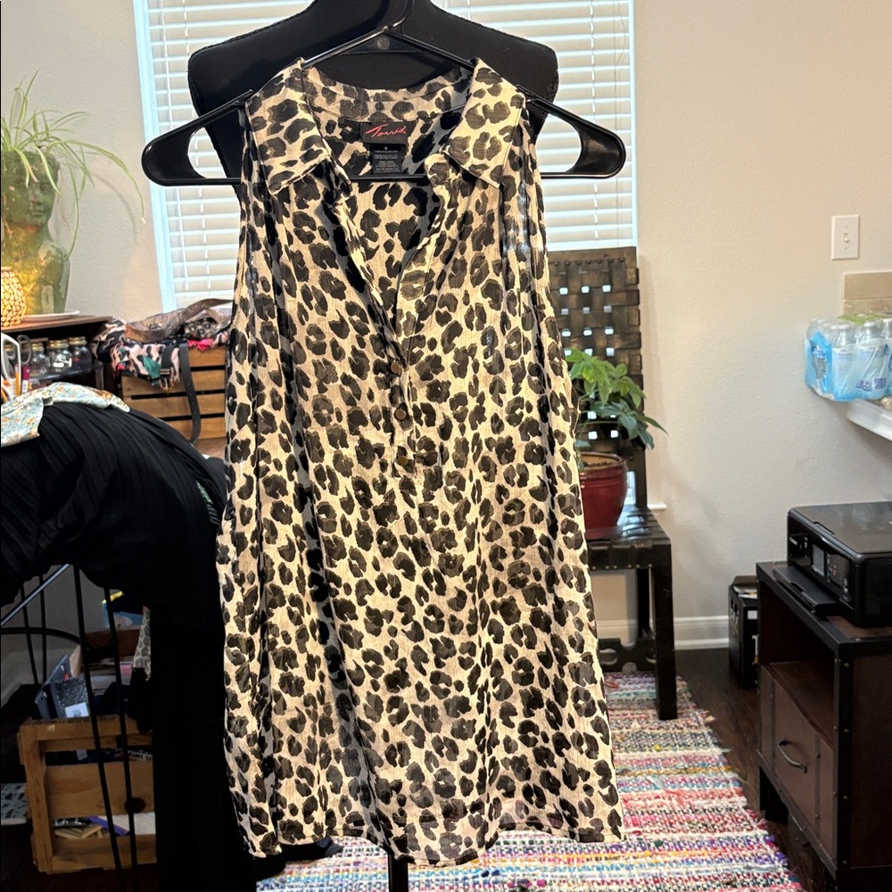 Torrid Sheer, Sleeveless Animal Print Business Blouse